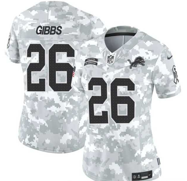 Womens Detroit Lions #26 Jahmyr Gibbs 2024 F.U.S.E Arctic Camo Salute To Service Limited Stitched Jersey Dzhi